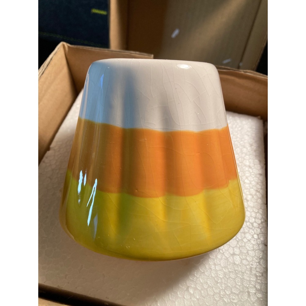 Celebrating Home Candy Corn Candle Topper Capper Stoneware Halloween - Picture 3 of 8